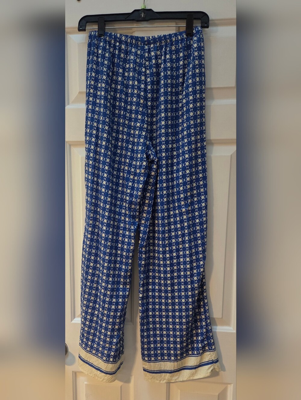 Sienna Sky Blue Geometric Printed Pants with Cream Motif